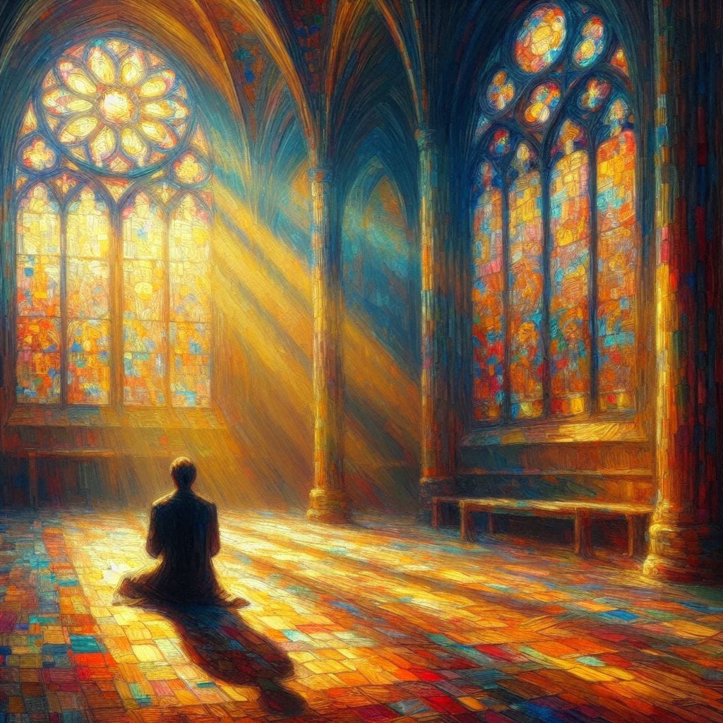 Impressionist painting style of the given prayer